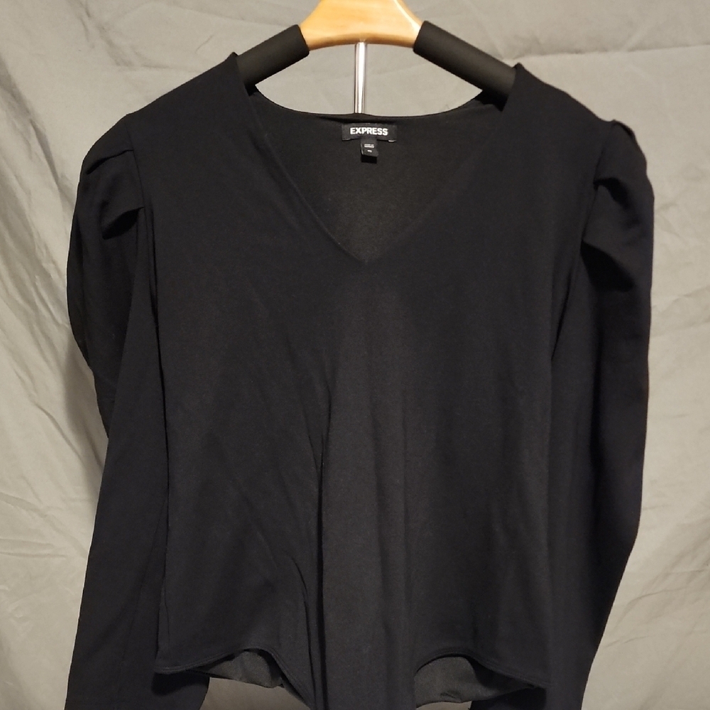 Express Women's Black V-Neck Top